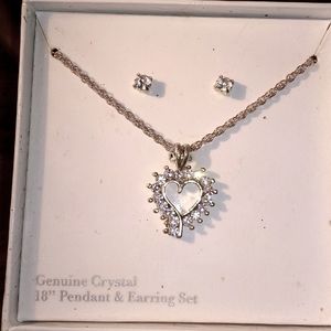 Heart pendant and earrings